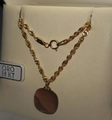 CARISSIMA Collana Oro Giallo 9ct Con Ciondolo Croce Spessa Donna - 45,7 Cm - Gioiello Italiano