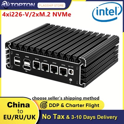 Mini PCN6005 N5105 4*Intel i226-V 2.5G Lans 2*DDR4 2*M.2 NVMe AES-NI Home Router