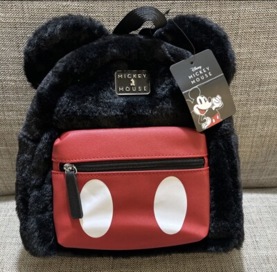 Disney Mickey Mouse Faux Fur Backpack Purse Bioworld NWT