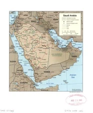 18" x 24" 2003 Map Of The Kingdom Of Saudi Arabia Railroads Roads