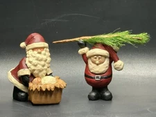 Blossom Bucket Santa Figurines LOT (2) Christmas Tree Baby Jesus Manger Holiday