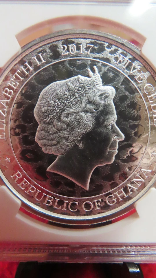 2017 GHANA African Leopard ANIMALS .999 Silver 5 Cedis Coin NGC MS70 African - Image 4 of 4