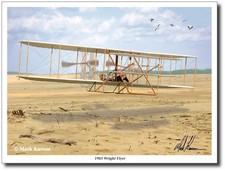 Wright Flyer by Mark Karvon (Large)- Aviation Art Prints - Kitty Halk - Historic