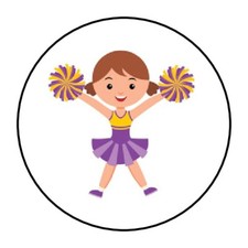 30 CHEERLEADER ENVELOPE SEALS LABELS STICKERS 1.5" ROUND CHEERLEADING