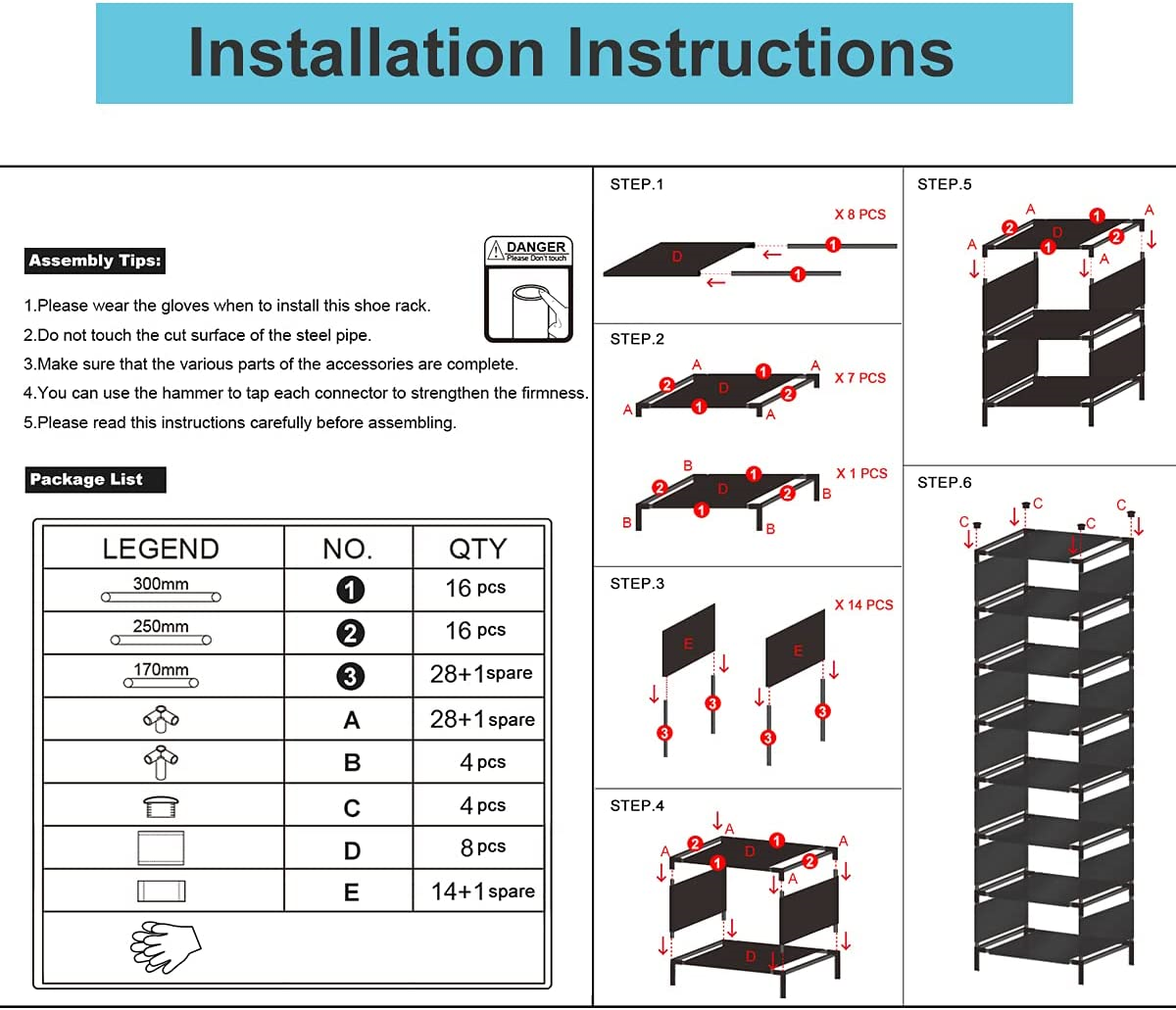 Isightguard Narrow Shoe Rack, 10 Tier Vertical Shoe Rack for Closet