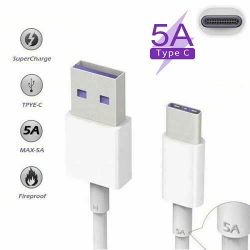 Genuine 5A Type C USB Fast Charging Charger Data Cable Huawei P20 P30 Pro Lite - Image 2 of 4