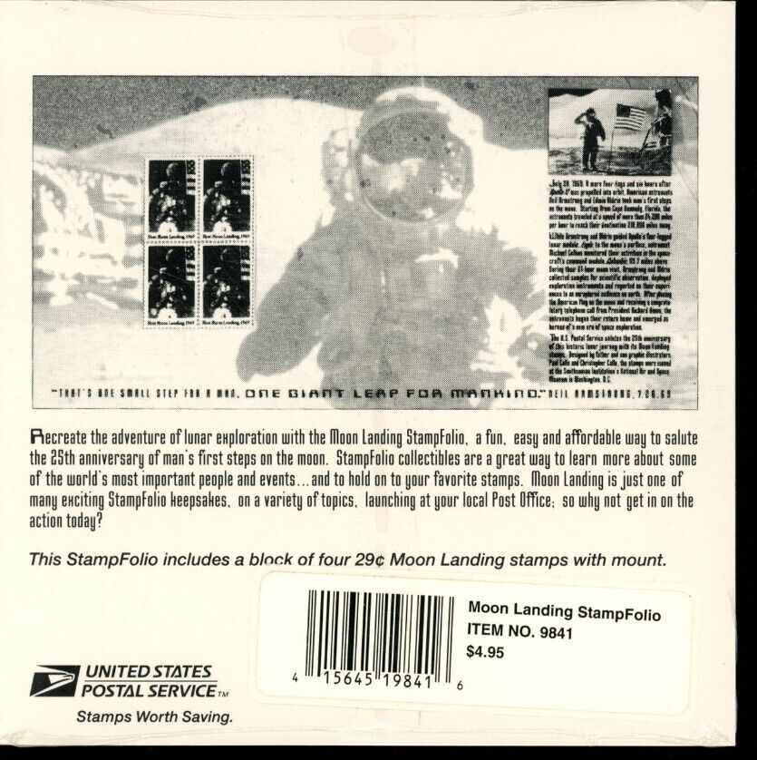 25th Anniversary of the First Moon Landing Stamp Folio Sealed | eBay