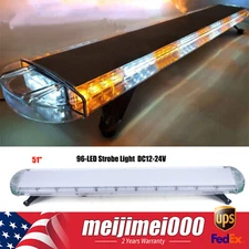 96 Led Emergency Beacon Light Bar Warning Truck Tow Wrecker Strobe Amber 51" 