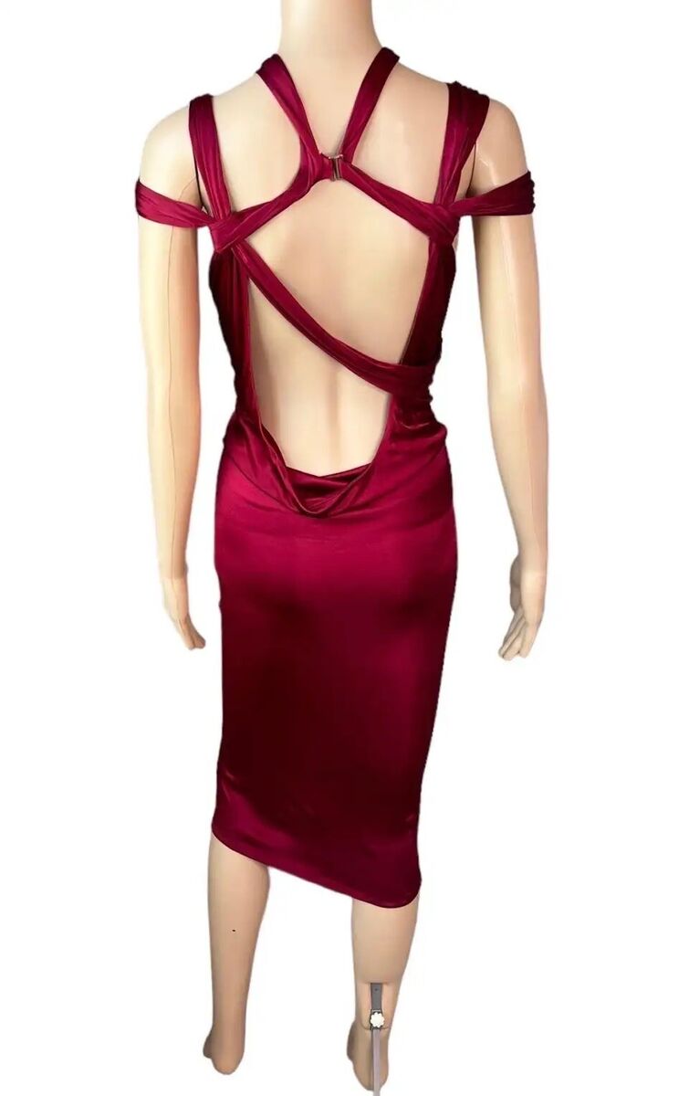 【関税&送料込み】Tom Ford Midi Strap Dress Tom Ford for Gucci F/W 2003 Bondage Cutout Asymmetric