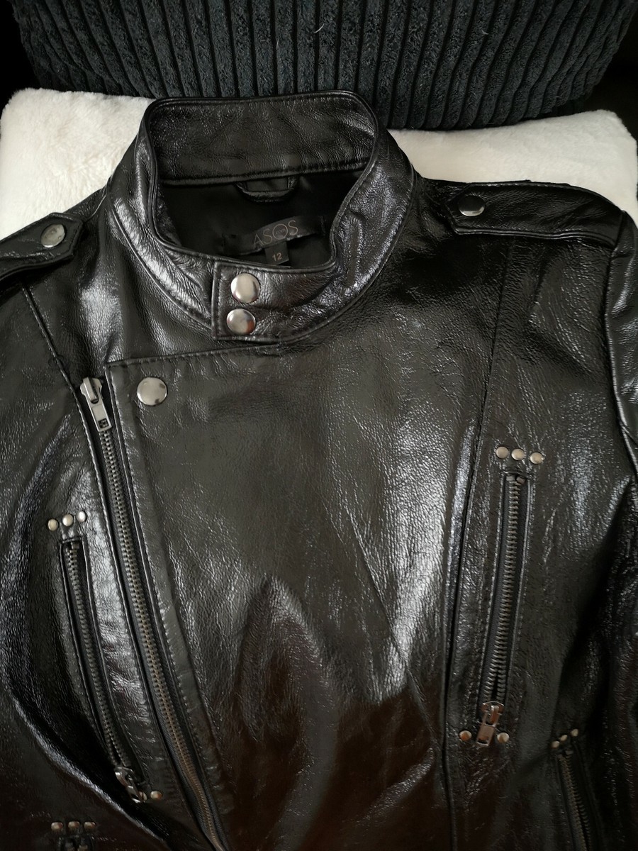 Women's Jacket Soft Black Shiny Leather Jacket UK 12 ASOS UK - Main Image