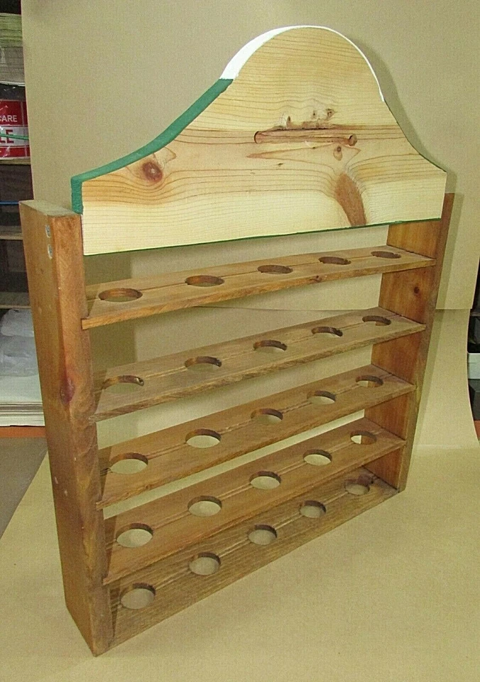 Estante de almacenamiento de exhibición de madera pintada a mano vintage para 25 pelotas de golf hechas a mano Foto 4 de 4