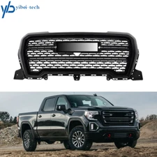 For GMC Sierra 1500 2019 2020 2021 Front Upper Grille Gloss Black Grill Plastic