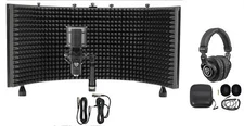 Rockville RCM PRO Studio/Recording Condenser Microphone+Headphones+Iso Shield