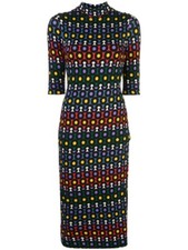 Alice + Olivia Delora Rainbow Dot Geometric Dress Midi Stretch Size 2 NWOT