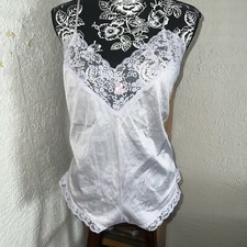 Vtg kaydette Womens Lilac lace Trim Teddy nightie lingerie lace flower Large USA