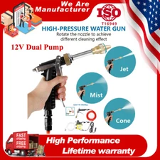 12V Dual Pump Portable Electric Pressure Washer Spray Gun Car Cleaner Water Hose