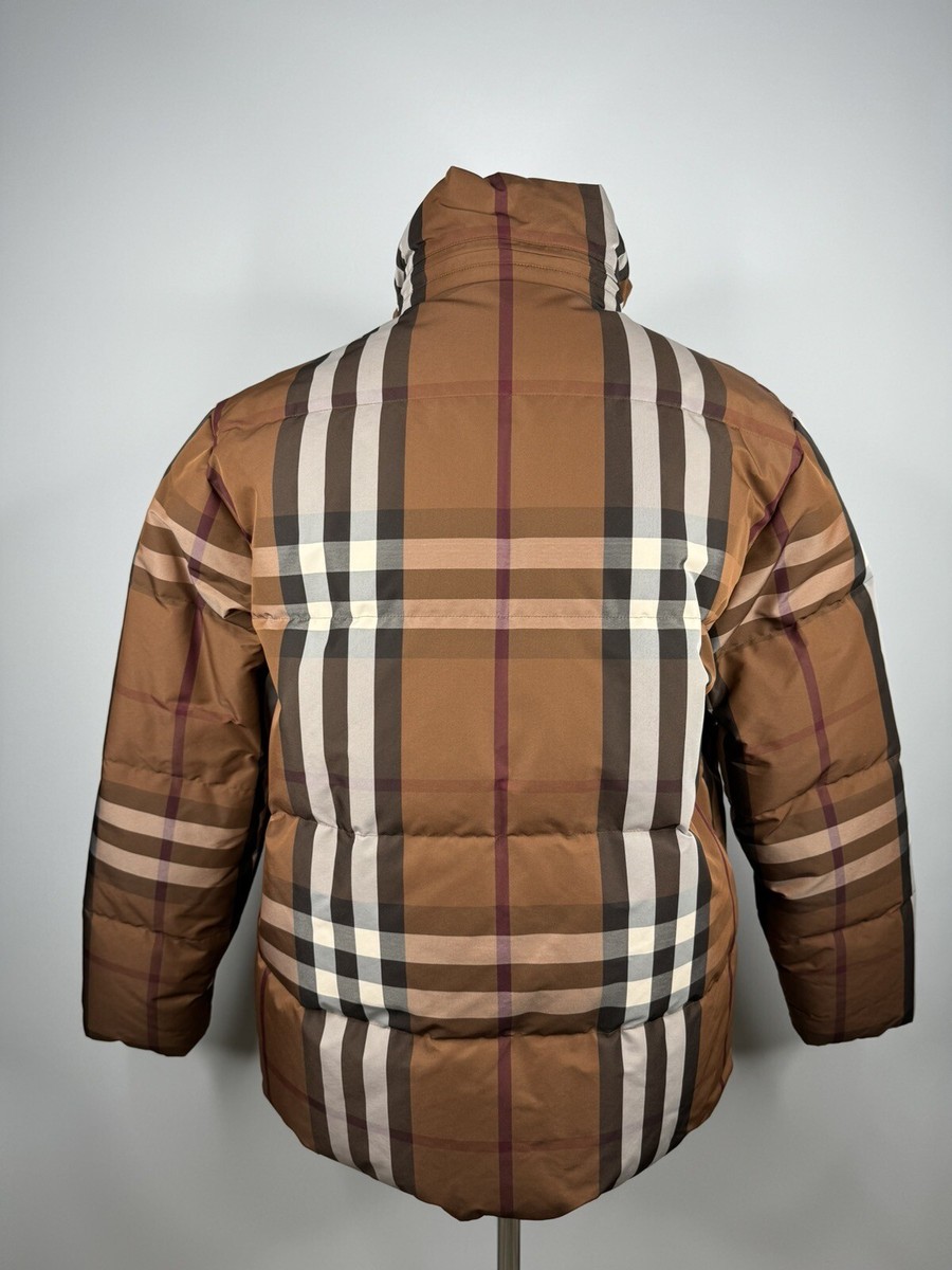 Burberry Herren Daunenjacke Mantel wendbare Jacke Nova Check Braun Neu S