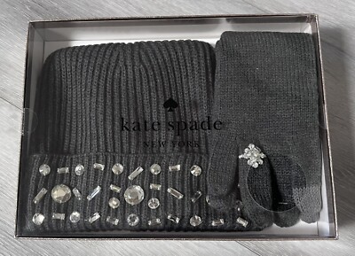 KATE SPADE Beanie‎ and Glove Gems  Charcoal GREY  New Without Box (A968) Amazon.com: Metallic Bow Box Set : Clothing, Shoes & Jewelry main image 3