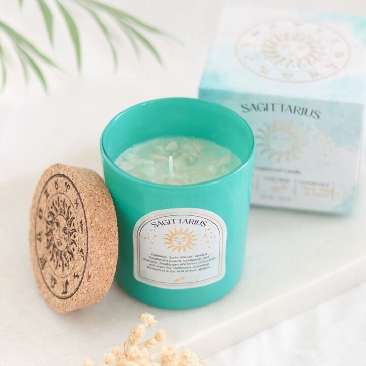 Sagittarius Ylang Ylang & Amber Gemstone Zodiac Horoscope Birthday Candle Gift
