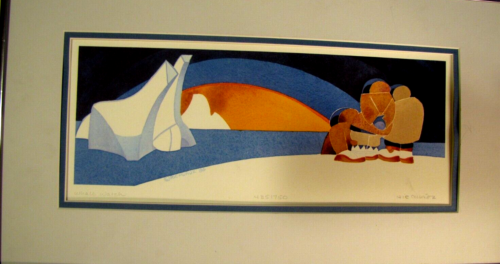 Rie Mu`noz signed Ltd. Edition Lithograph 'Whale Watch' 1986, Framed