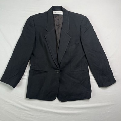 Evan Picone Blazer Jacket Womens 8 Black Union Made USA Career Vintage