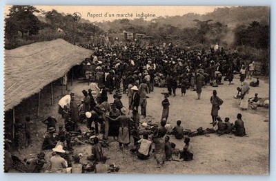 Belgian Congo Postcard Aspect of a Native Market c1920's Antique Unposted
