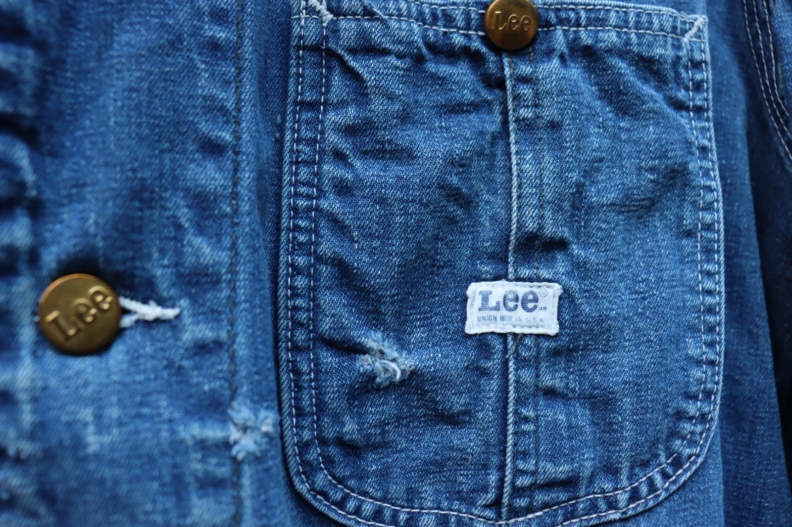 Vintage Lee Denim Chore Jacket Size XL Union Made Workwear Coat 60s 70s image 5