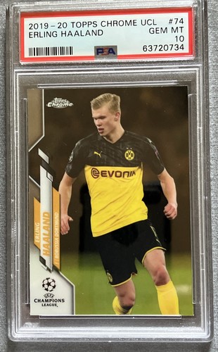 PSA 10 Erling Haaland Rookie 2019-20 Topps Chrome UCL RC #74 Gem Mint