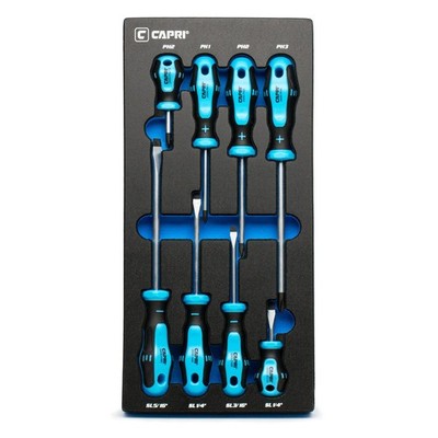 Capri Tools 25000-SS8KMT Kontour 8-PC Screwdriver Set w/ Mechanics Tray