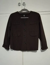 I.D Clothing, Chocolate Brown Jacket/Top With Front Pockets. Size 8-12