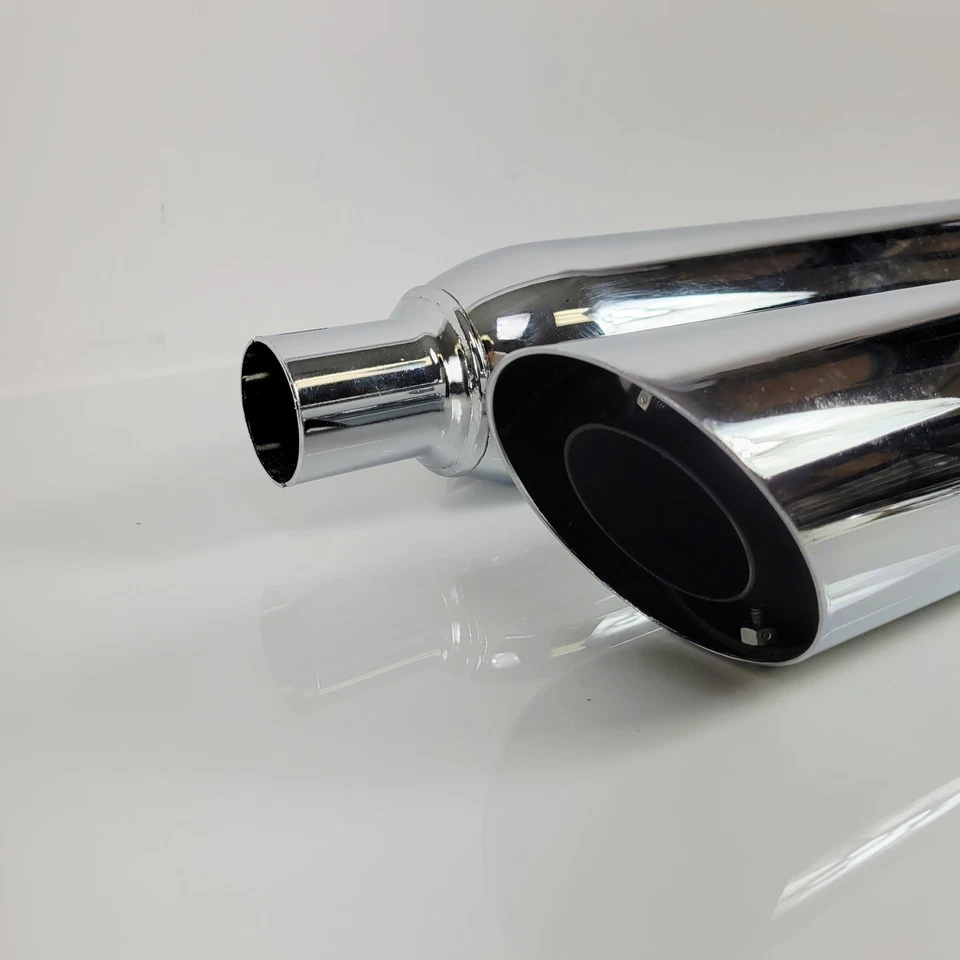 oem Harley Davidson Softail Springer Classic Chrome Slash Down Slip On Mufflers - Image 4 of 4