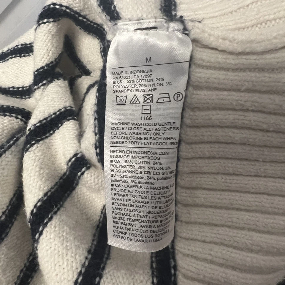 Cárdigan antiguo azul marino para mujer mediano SoSoft cuello en V suéter preppy crema corazón rayas Foto 3 de 4