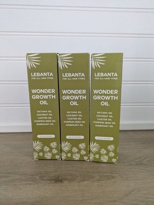 Lebanta Wonder Growth Oil, 3 PACK, 4 Oz Batana Coconut Castor Pumpkin Rosemary