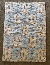 VTG Midcentury Double Sided Patchwork Quiltlet Baby Blanket Embroidered Nursery