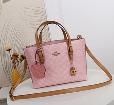 COACH Mollie 25 CER24 Pink Signature Canvas Tote Shoulder Crossbody Bag