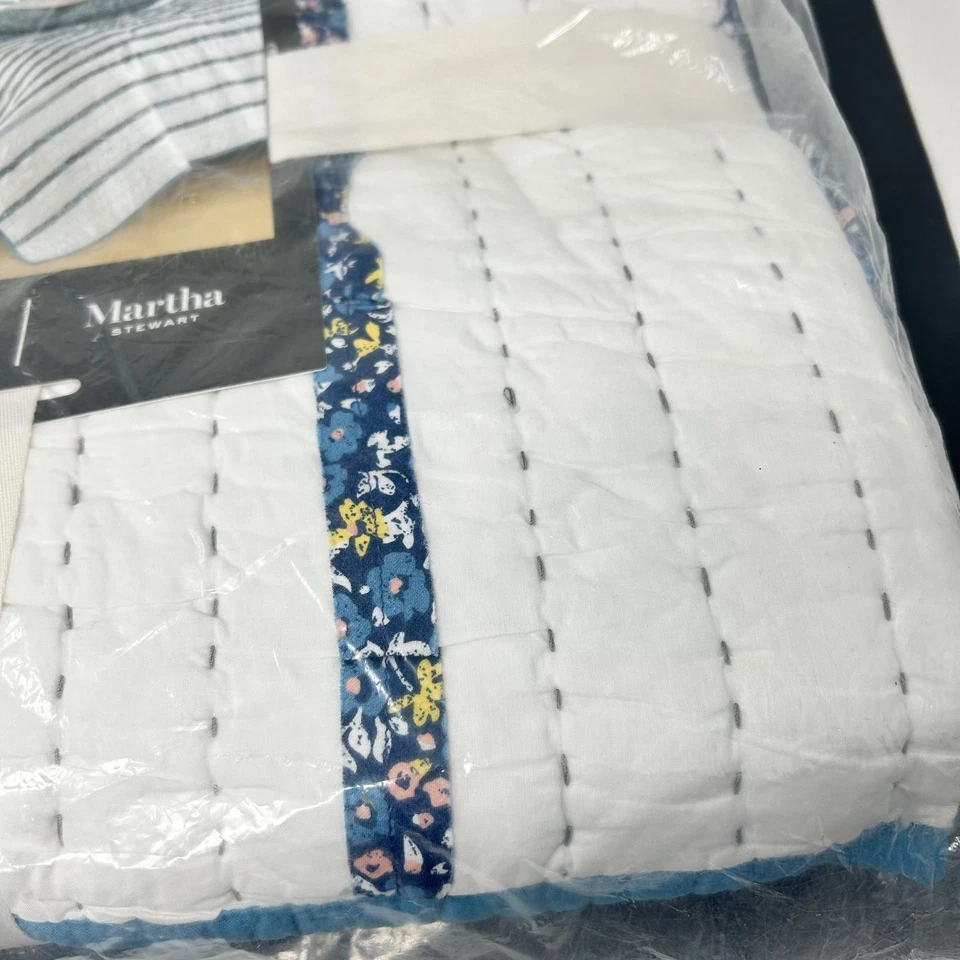 Edredón de algodón doble floral deshilachado colección Martha Stewart nuevo ENVÍO RÁPIDO Foto 4 de 4