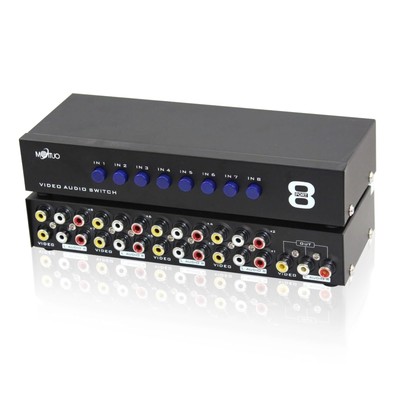 E-SDS 8-Way AV Switch RCA Switcher 8 in 1 Out Composite Video L/R Audio Selector