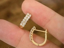 2 Ct Round Cut Moissanite Women's Huggie Hoop Earrings In 14K Yellow Gold Plated