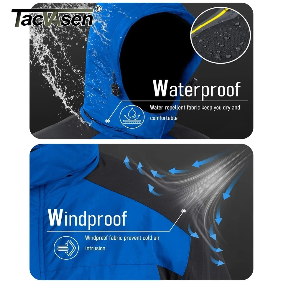 Men's Mountain Ski Snow Jacket Thermal Fleece Winter Wam Hiking Waterproof Coat - Image 3 of 4