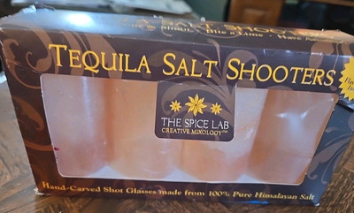  The Spice Lab Tequila 100% Himalayan Salt Shooters hand-carved shot glasses