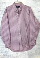 Ralph Lauren Vertical Striped Casual Button Long Sleeve Shirt Classic Fit Large