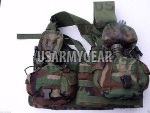 Us Army Molle Ii Woodland Fighting Load Carrier Vest Flc Lbv 2 Canteen W Cover Ebay