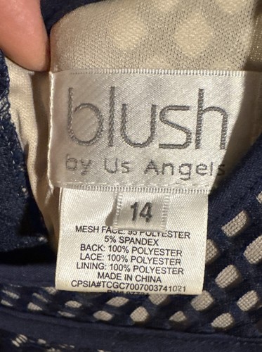 Blush By Us Angels Girls Navy Blue/Nude Lace Dress, Size 14y - Picture 2 of 12