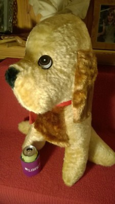 Vintage 23'' Genie Toys FAIR PRIZE? DOG brown tan red collar plush stuffed animal