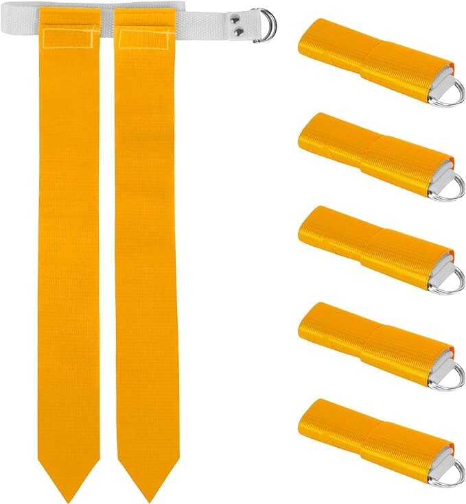 Set of 12 Belts - Flag Football Belt with 2 Flags  - Yellow and Blue