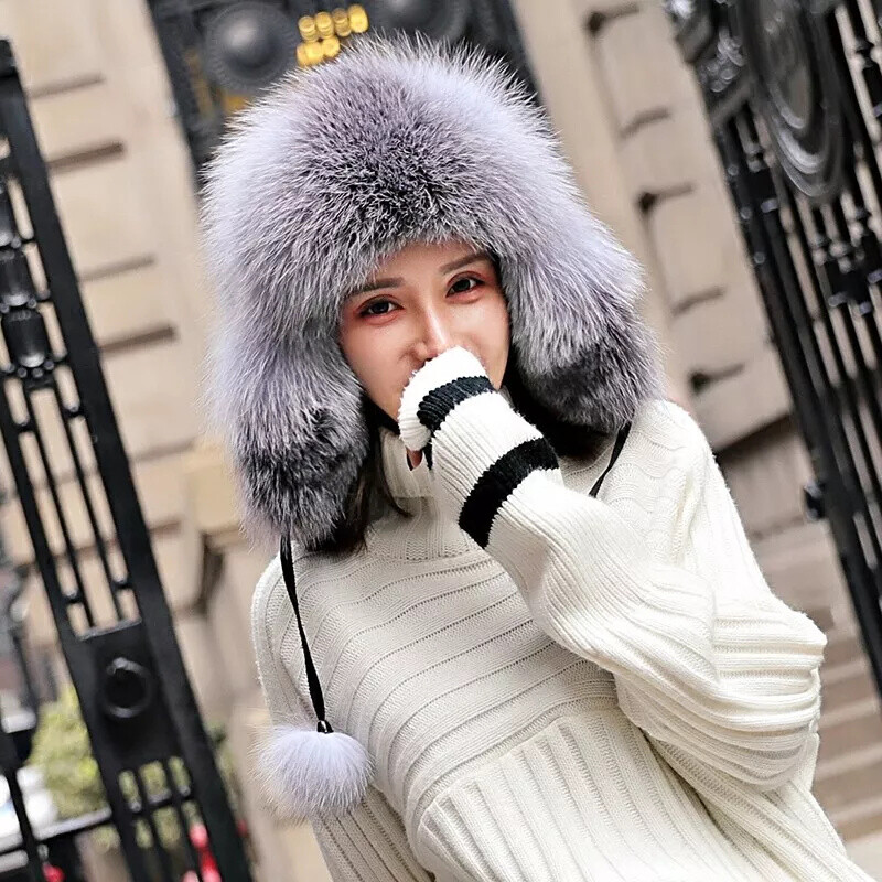 Ushanka Hat Real Fur HAORUN Men Aviator Trapper Hat Ski Ushanka