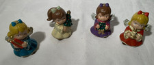 4 kleine Weihnachtsengel aus Keramik, handbemalt (309)