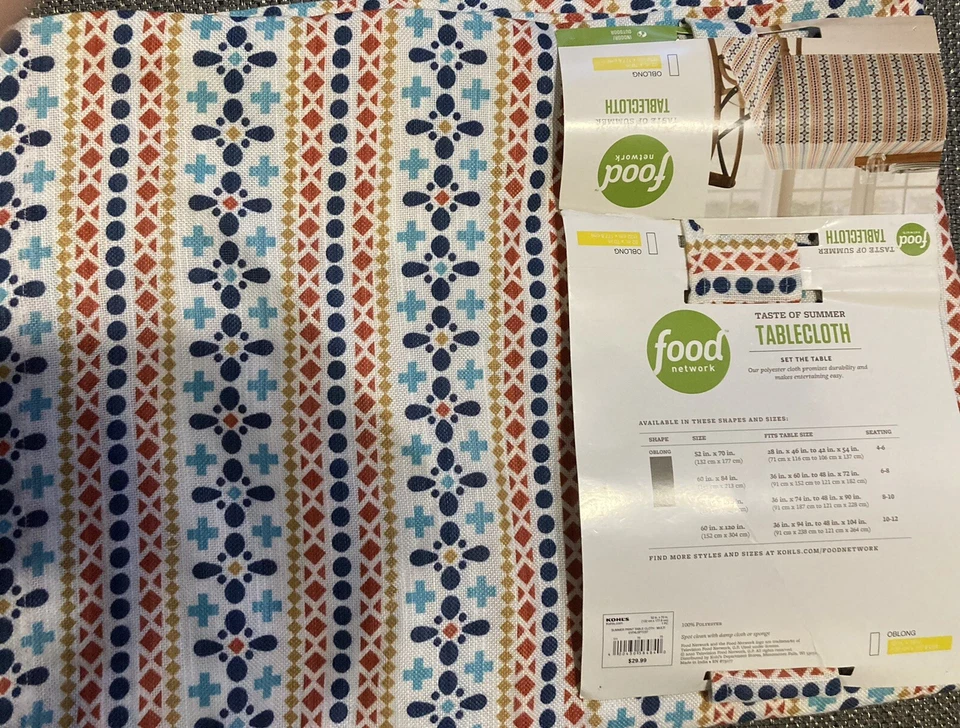 Food Network 52 x 70” Mantel Oblongo Rojo, Blanco Azul Día del Trabajo 4 de Julio Foto 4 de 4