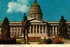 Utah State Capitol & Chief Massasoit Salt Lake City Utah Postcard