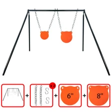 Highwild AR500 Steel Shooting Target Stand System (Stand,2 Chain Kits&6"8" Gong)
